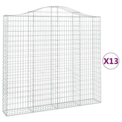 vidaXL Arched Gabion Baskets 13 pcs 200x30x180/200 cm Galvanised Iron