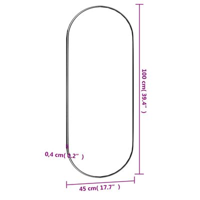 vidaXL Wall Mirror 45x100 cm Glass Oval