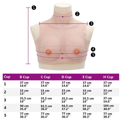 vidaXL Silicone Breastplate Caucasian B Cup