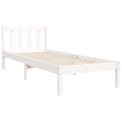 vidaXL Bed Frame without Mattress White Small Single Solid Wood Pine