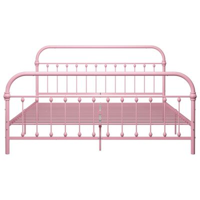 vidaXL Bed Frame without Mattress Pink Metal 180x200 cm Super King