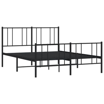 vidaXL Metal Bed Frame without Mattress with Footboard Black 150x200 cm King Size