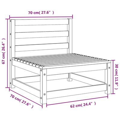 vidaXL Garden Sofa Armless White 70x70x67 cm Solid Wood Pine