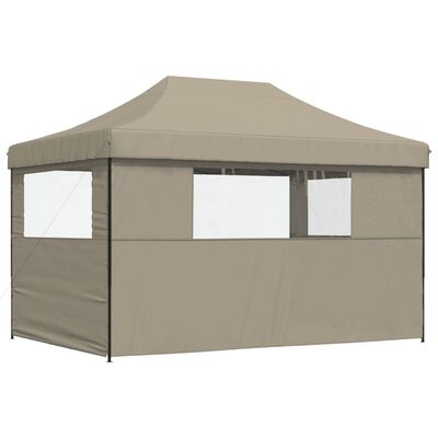 vidaXL Foldable Party Tent Pop-Up with 3 Sidewalls Taupe