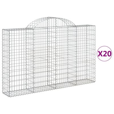 vidaXL Arched Gabion Baskets 20 pcs 200x30x120/140 cm Galvanised Iron