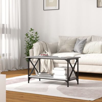 vidaXL Coffee Table Grey Sonoma 80x45x45 cm Engineered Wood and Iron