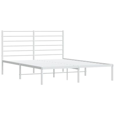 vidaXL Metal Bed Frame without Mattress with Headboard White 120x190 cm Small Double