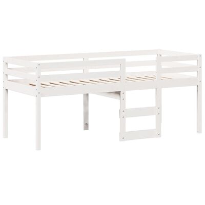 vidaXL High Sleeper Bed without Mattress White 75x190 cm Small Single Solid Wood Pine