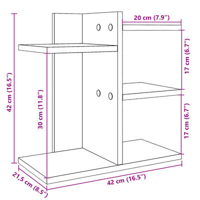 vidaXL Desk Organiser Smoked Oak 42x21.5x42 cm Engineered wood