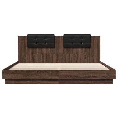 vidaXL Bed Frame with LED without Mattress Brown Oak 200x200 cm