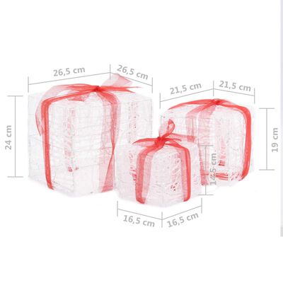 vidaXL Decorative Acrylic Christmas Gift Boxes 3 pcs Colourful