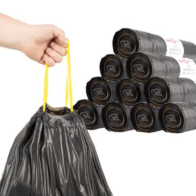 vidaXL Bin Bags with Drawstrings 250 pcs Black 120 L