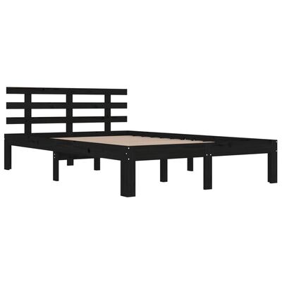 vidaXL Bed Frame without Mattress Black Solid Wood 150x200 cm King Size