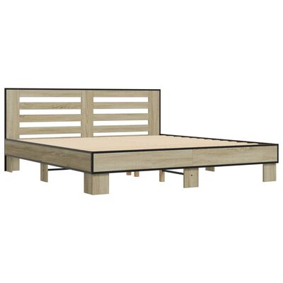 vidaXL Bed Frame without Mattress Sonoma Oak 180x200 cm Super King