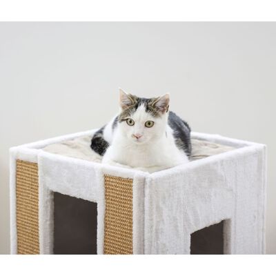 Kerbl Cat Scratching Barrel Galina 40x40x78 cm White and Brown