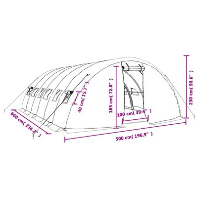 vidaXL Greenhouse with Steel Frame White 30 m² 6x5x2.3 m