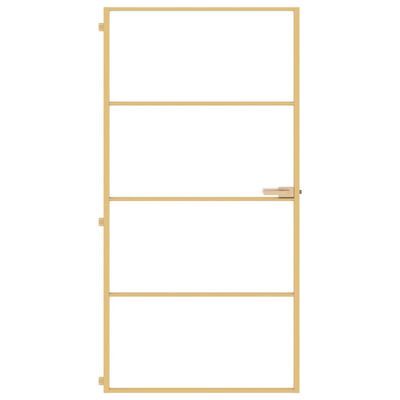 vidaXL Interior Door Slim Golden 102.5x201.5 cm Tempered Glass and Aluminium