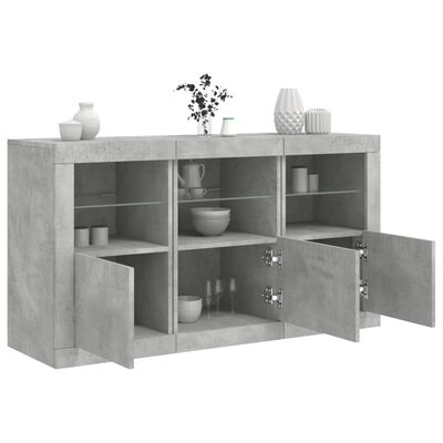 vidaXL Sideboard with LED Lights Concrete Grey 123x37x67 cm