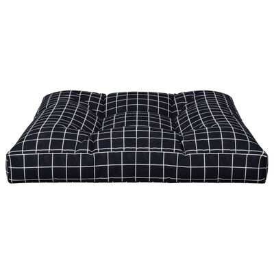 vidaXL Pallet Cushion Black Check Pattern 80x80x12 cm Fabric