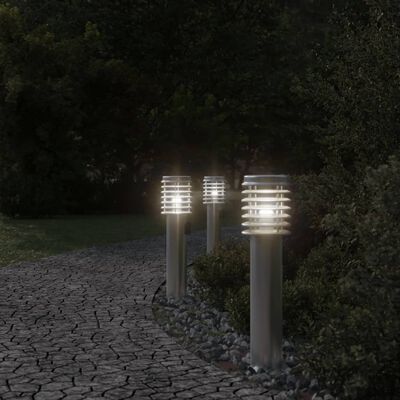 vidaXL Outdoor Floor Lamp with Outlet Silver 60 cm Stainless Steel