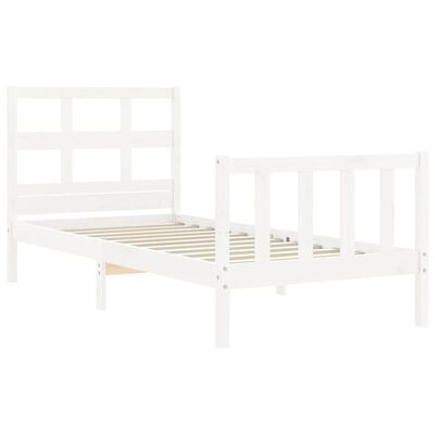 vidaXL Bed Frame without Mattress White Small Single Solid Wood Pine