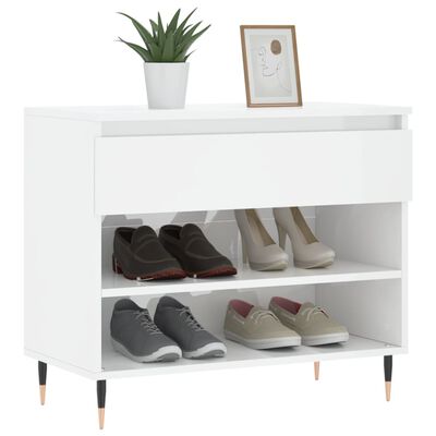 vidaXL Shoe Cabinet High Gloss White 70x36x60 cm Engineered Wood