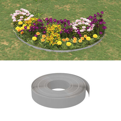 vidaXL Garden Edgings 4 pcs Grey 10 m 10 cm Polyethylene