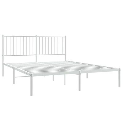 vidaXL Metal Bed Frame without Mattress with Headboard White 150x200 cm King Size