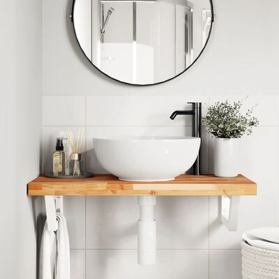 vidaXL Basin Shelf Wall Mounted Steel and Solid Wood Acacia