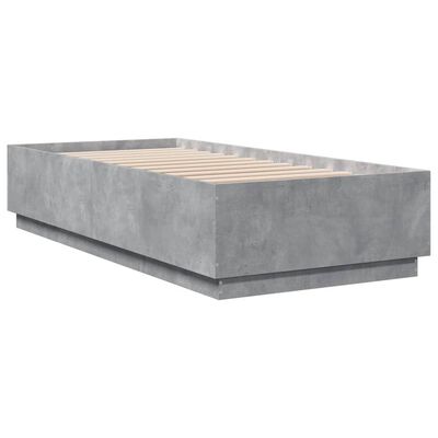 vidaXL Bed Frame with LED without Mattress Concrete Grey 90x200 cm