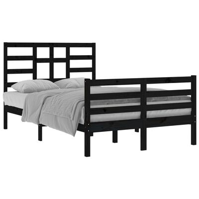 vidaXL Bed Frame without Mattress Black Solid Wood 120x200 cm