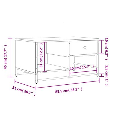 vidaXL Coffee Table Black 85.5x51x45 cm Engineered Wood