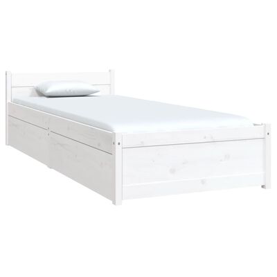 vidaXL Bed Frame without Mattress with Drawers White Small Single