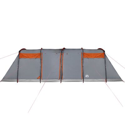 vidaXL Family Tent Tunnel 8-Person Grey and Orange Waterproof