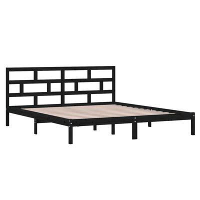 vidaXL Bed Frame without Mattress Black Double Solid Wood