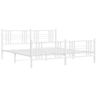 vidaXL Metal Bed Frame without Mattress with Footboard White 193x203 cm