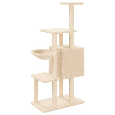 vidaXL Cat Tree with Sisal Scratching Posts Cream 131 cm