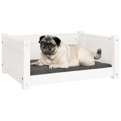 vidaXL Dog Bed White 65.5x50.5x28 cm Solid Pine Wood