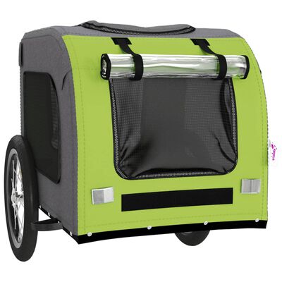 vidaXL Pet Bike Trailer Green and Grey Oxford Fabric and Iron