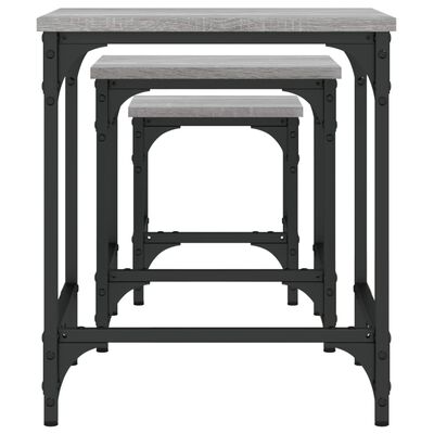 vidaXL Nesting Coffee Tables 3 pcs Grey Sonoma Engineered Wood