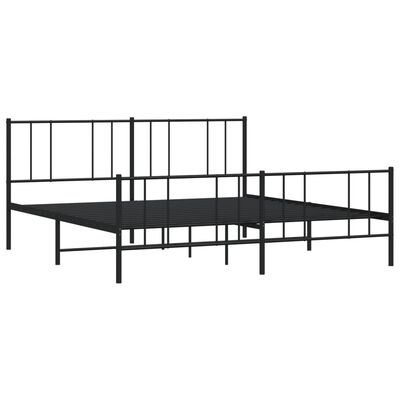 vidaXL Metal Bed Frame without Mattress with Footboard Black 183x213 cm