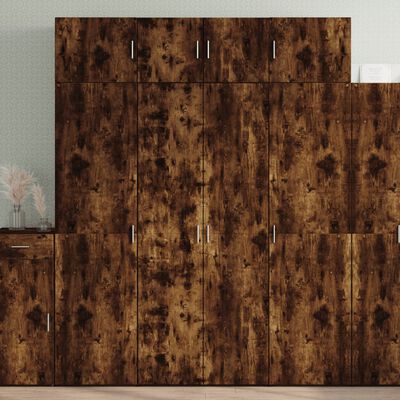 vidaXL Storage Cabinet Smoked Oak 80x42.5x225 cm Engineered Wood