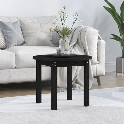 vidaXL Coffee Table Black Ø 55x45 cm Solid Wood Pine