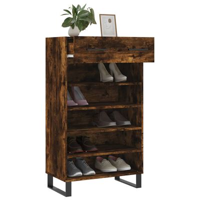 vidaXL Shoe Cabinet Smoked Oak 60x35x105 cm Engineered Wood