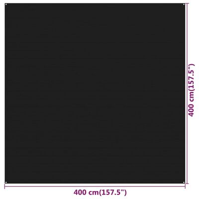 vidaXL Tent Carpet 400x400 cm Black HDPE