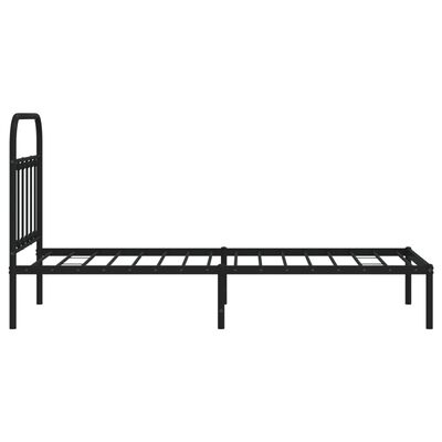 vidaXL Metal Bed Frame without Mattress with Headboard Black 90x200 cm