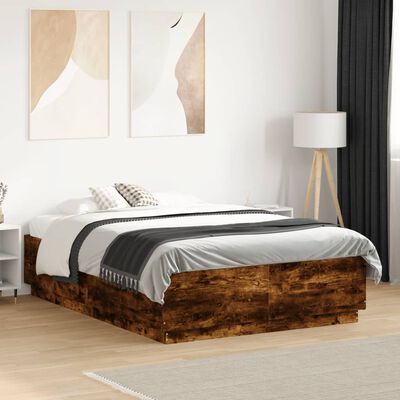 vidaXL Bed Frame without Mattress Smoked Oak 140x190 cm