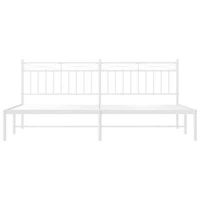 vidaXL Metal Bed Frame without Mattress with Headboard White 200x200 cm