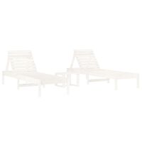 vidaXL Sun Loungers 2 pcs with Table White Solid Wood Pine