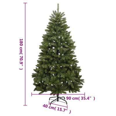 vidaXL Artificial Hinged Christmas Tree 300 LEDs & Ball Set 180 cm